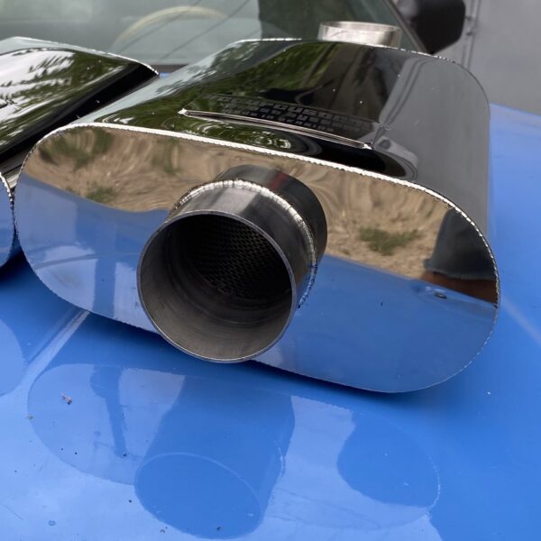 Oval Straight-Through Muffler 9.8x4.7 Inch (≈250x120 mm) Polished 304 Stainless Steel 2