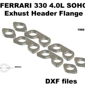 Ferrari 330 4.0L SOHC V12 exhaust header flange DXF outline (1966–1974)
