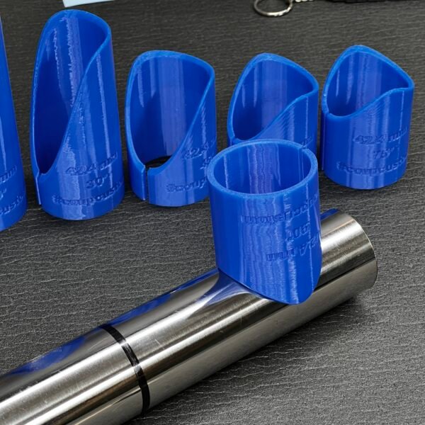 3D-printed fishmouth tube notching template for 42.4 mm pipe outside diameter