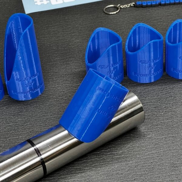 Fishmouth pipe notching template set for 42.4 mm outside diameter, six cutting angles