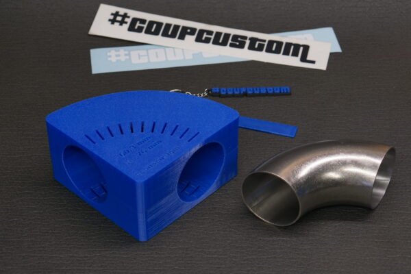 3D-printed multi-angle pipe elbow cutting template for exhaust fabrication, OD and CLR cutting guide