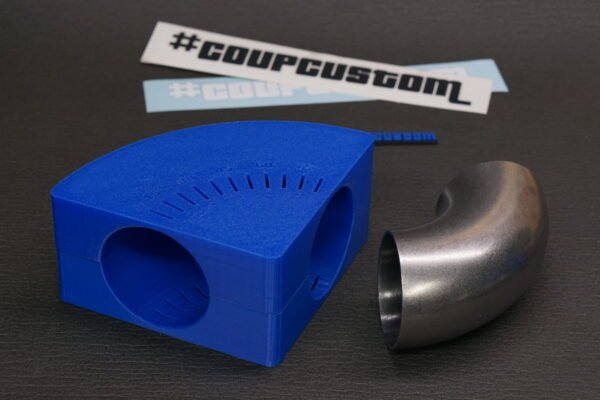 3D-printed multi-angle pipe elbow cutting template for exhaust fabrication, OD and CLR cutting guide