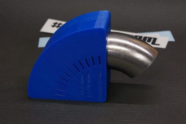 3D-printed multi-angle pipe elbow cutting template for exhaust fabrication, OD and CLR cutting guide