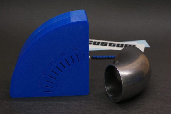 3D-printed multi-angle pipe elbow cutting template for exhaust fabrication, OD and CLR cutting guide